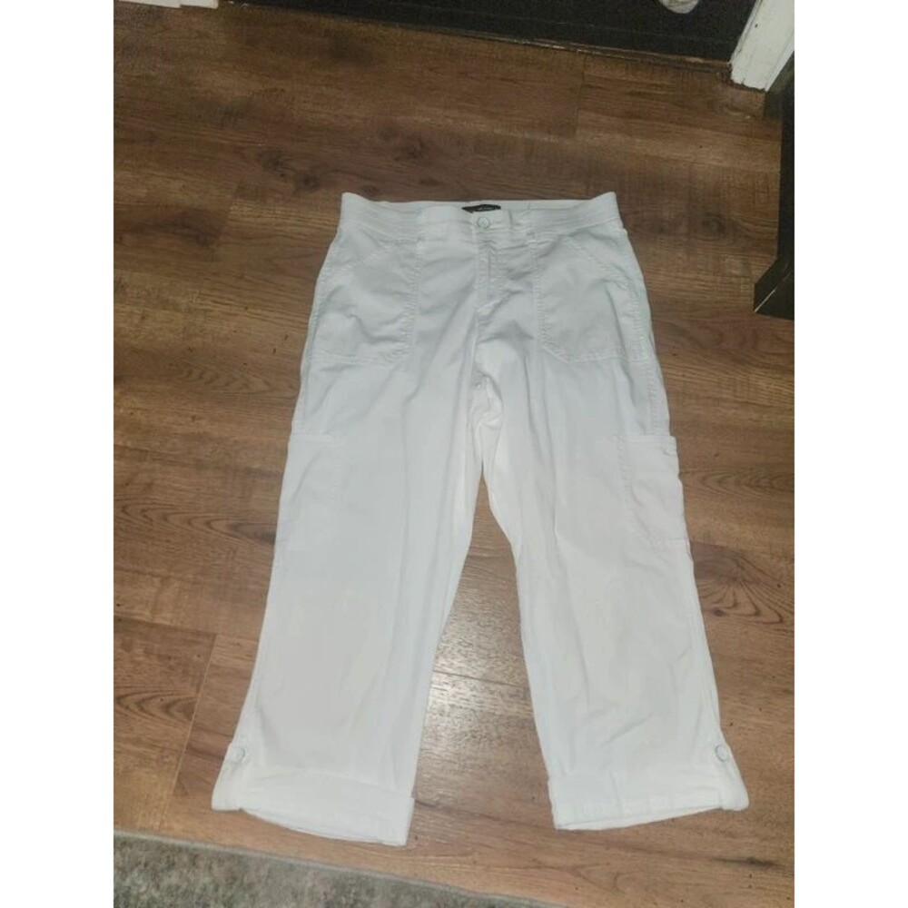 Lee Relaxed Utility Cargo Capri Pants White Women's Size 8 M Great Condition